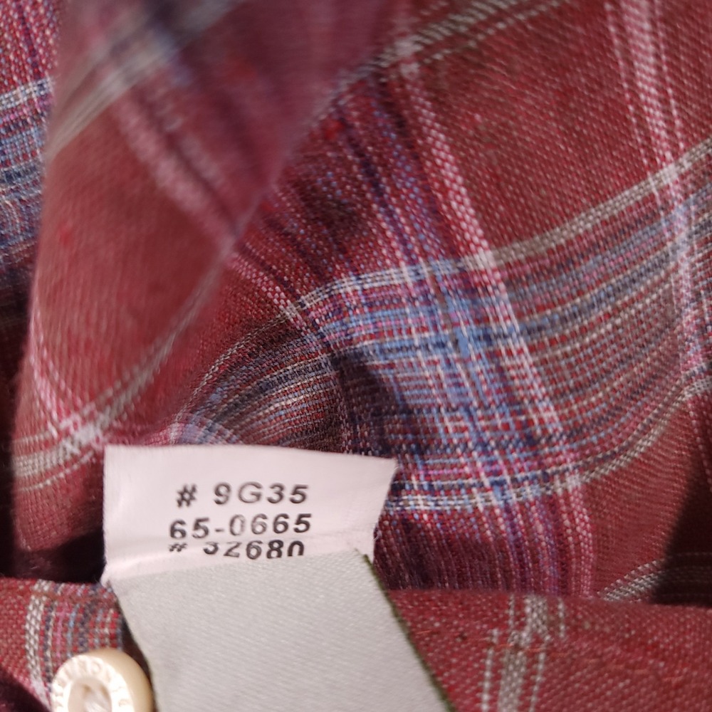 Orvis Red Plaid Linen Button Front Shirt XXL Long Sleeve Casual‎ Made in India - Picture 8 of 9